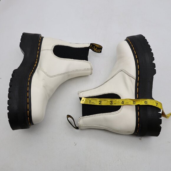 Doc Dr. Martens 2976 Quad Women's Size 7 White Leather Platform Chelsea Boots - Picture 6 of 12
